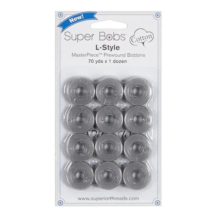 Super Bobs Cotton #155 Graystone (L Style) 12 pack pre-wound bobbins