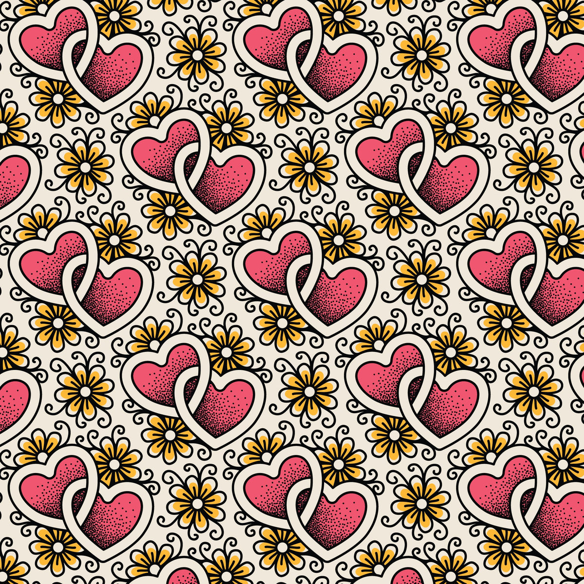Joined Hearts Love Ink 3385 Cotton 44/45 Fabric Per Yard