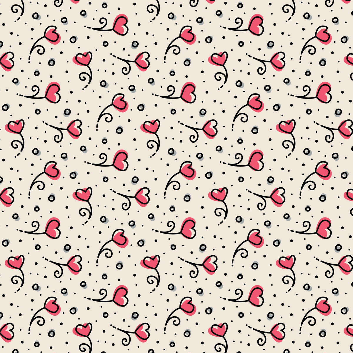 Pink Heart Blossoms Love Ink 3384 Cotton 44/45 Fabric Per Yard