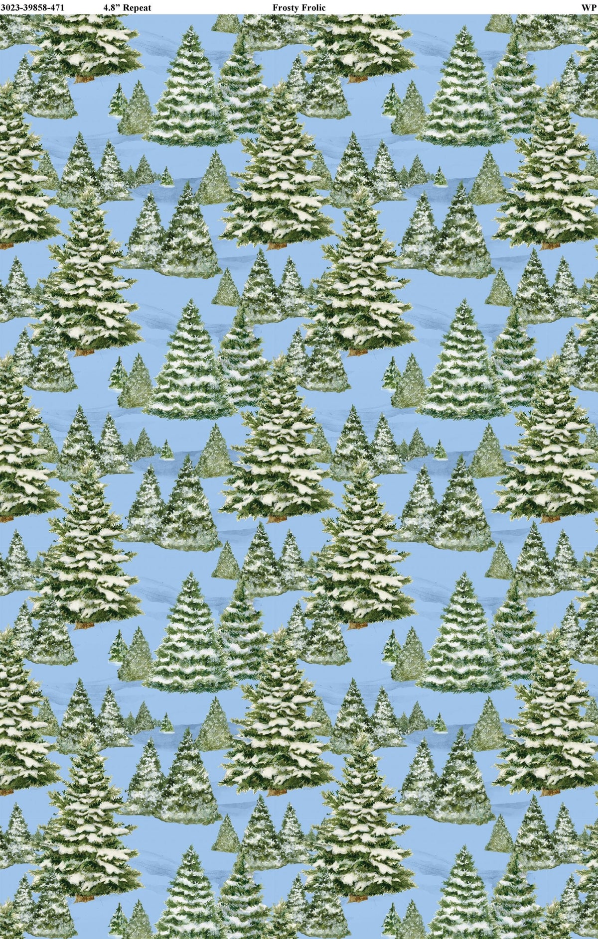 Frosty Frolic Blue Trees All Over Cotton 44"/45" Fabric Per Yard