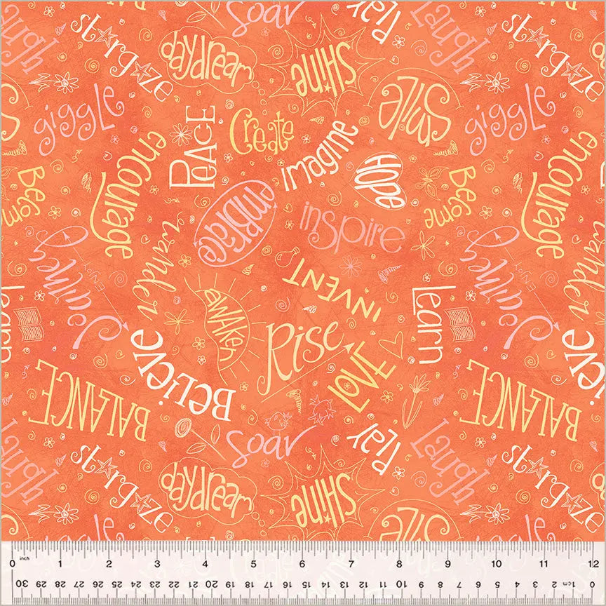 Orange Noteworthy Aspirations 44"/45 Fabric Per Yard