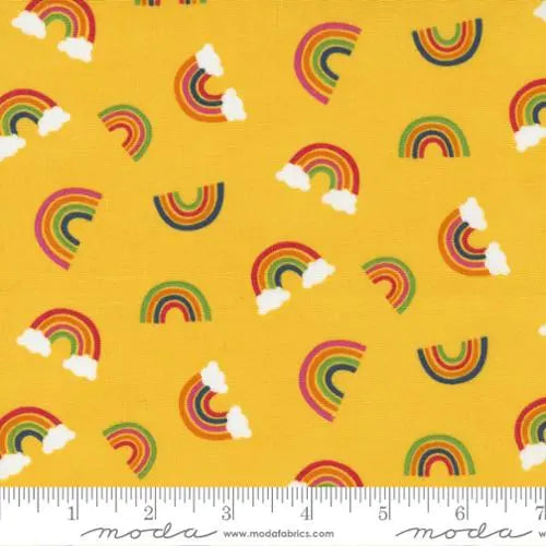 Yellow Rainbow Garden Sunshine 44"/45" Fabric Per Yard