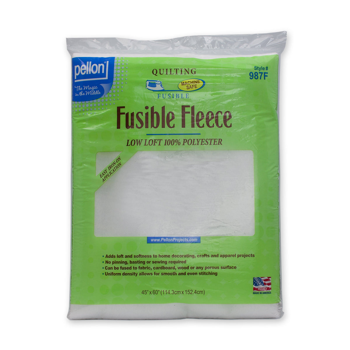 Pellon® 987F Fusible Fleece 45" x 60" Package. Color: White.