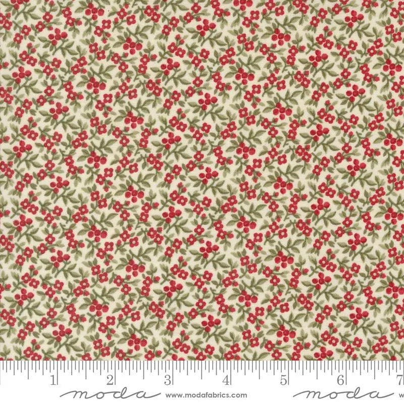 A Christmas Carol Snowflake Bountiful Berries Cream 44"/45" Fabric Per Yard