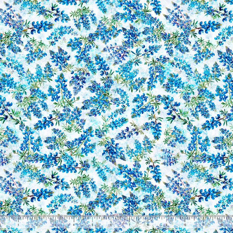 ATXSH Minky Texas Bluebonnets White 44"/45" Fabric Per Yard