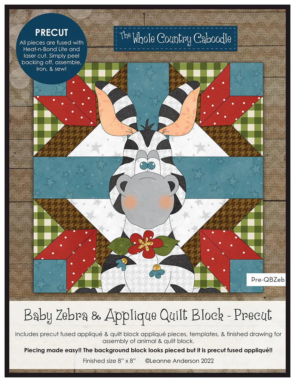 Baby Zebra & Applique Quilt Block Precut Fused Applique Pack