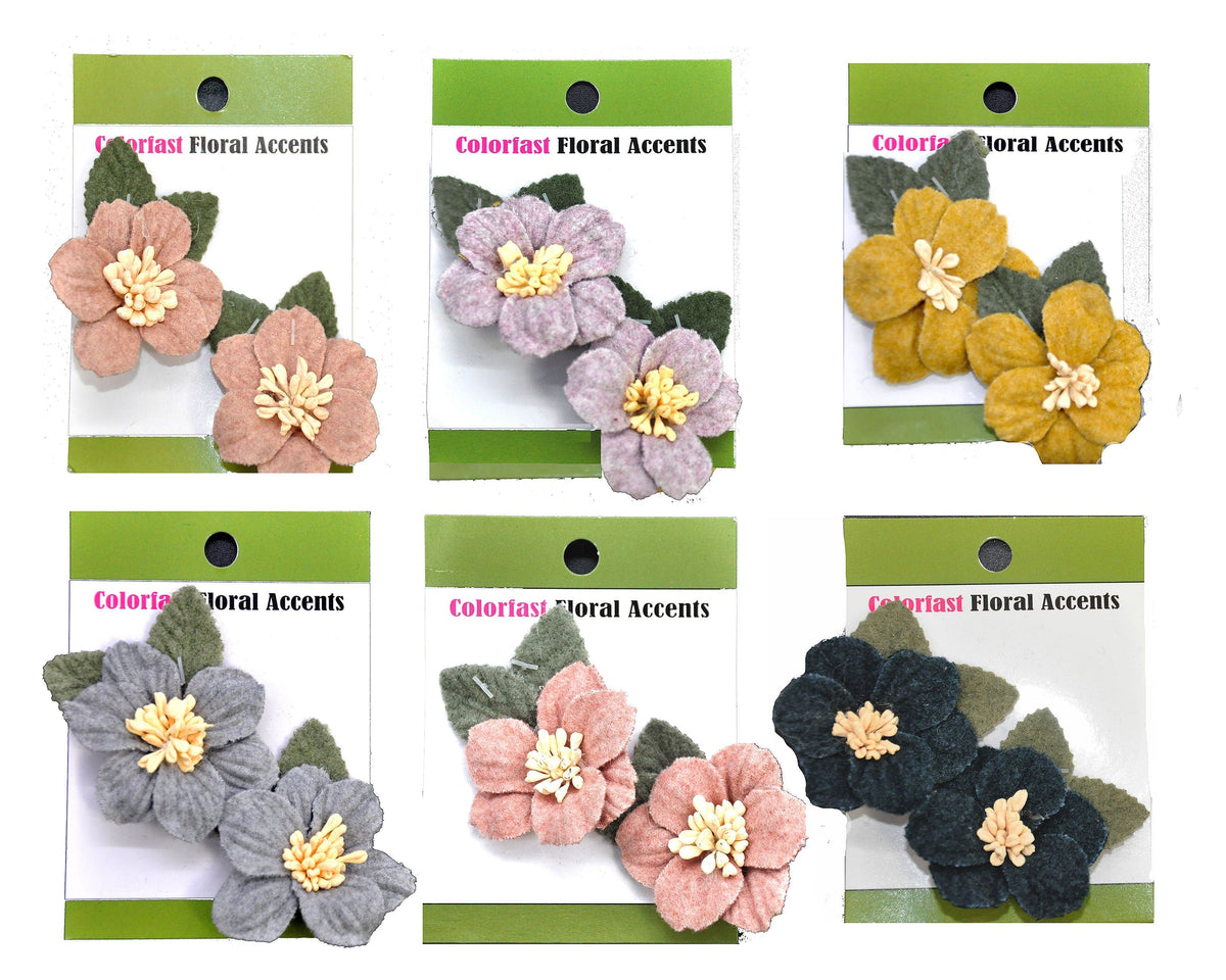 Belagio Enterprises - 2" x 2 1/2" Velvet Flower and Leaves Appliqués (2pcs per Card; 6 Cards Per Order) - BPP-A3-21 Lavender