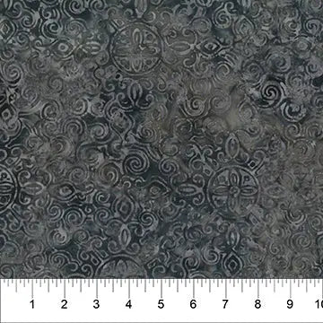 Black Stormy Weather Matera Cotton Batik Wideback Fabric per yard
