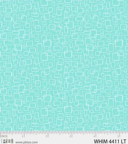 Blue Turquoise Whimsy On The Quad 44"/45" Fabric Per Yard