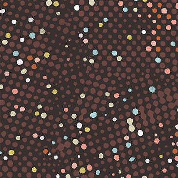 Brown Block Print Dots Cotton 44"/45" Fabric Per Yard