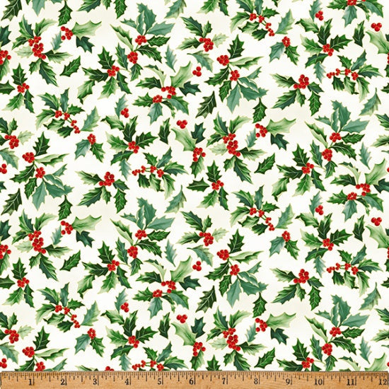 Christmas Splendor Natural-Gold Cotton 43"/44" Fabric Per Yard
