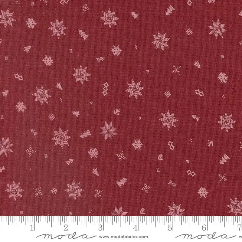 Cozy Wonderland Red Burgundy Snowflakes 44"/45" Fabric Per Yard