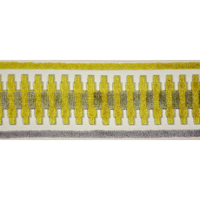 Decorative Chenille Trim Tape - 3 1/2" Width (25 Yard Roll) - BR-7522-11/10 Grey/Gold