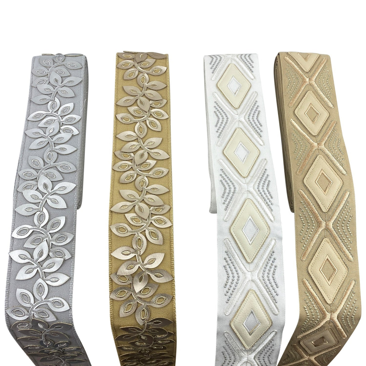Embossed Floral Decorative Trim Tape - 3" Width (25 Yard Roll) - BR-7537-11 Silver