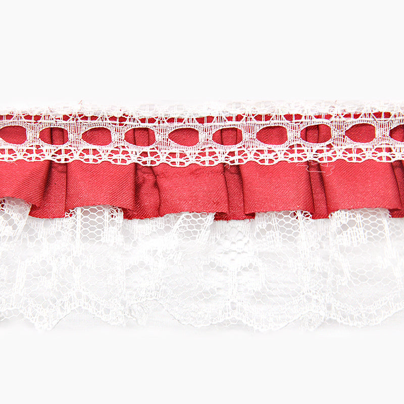 Gathered Lace with Satin Edge - 2" Width (50 Yard Roll) - PB-200-17 Burgundy