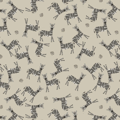 Jungle Romp Tossed Zebra Beige 43"/44" Fabric Per Yard