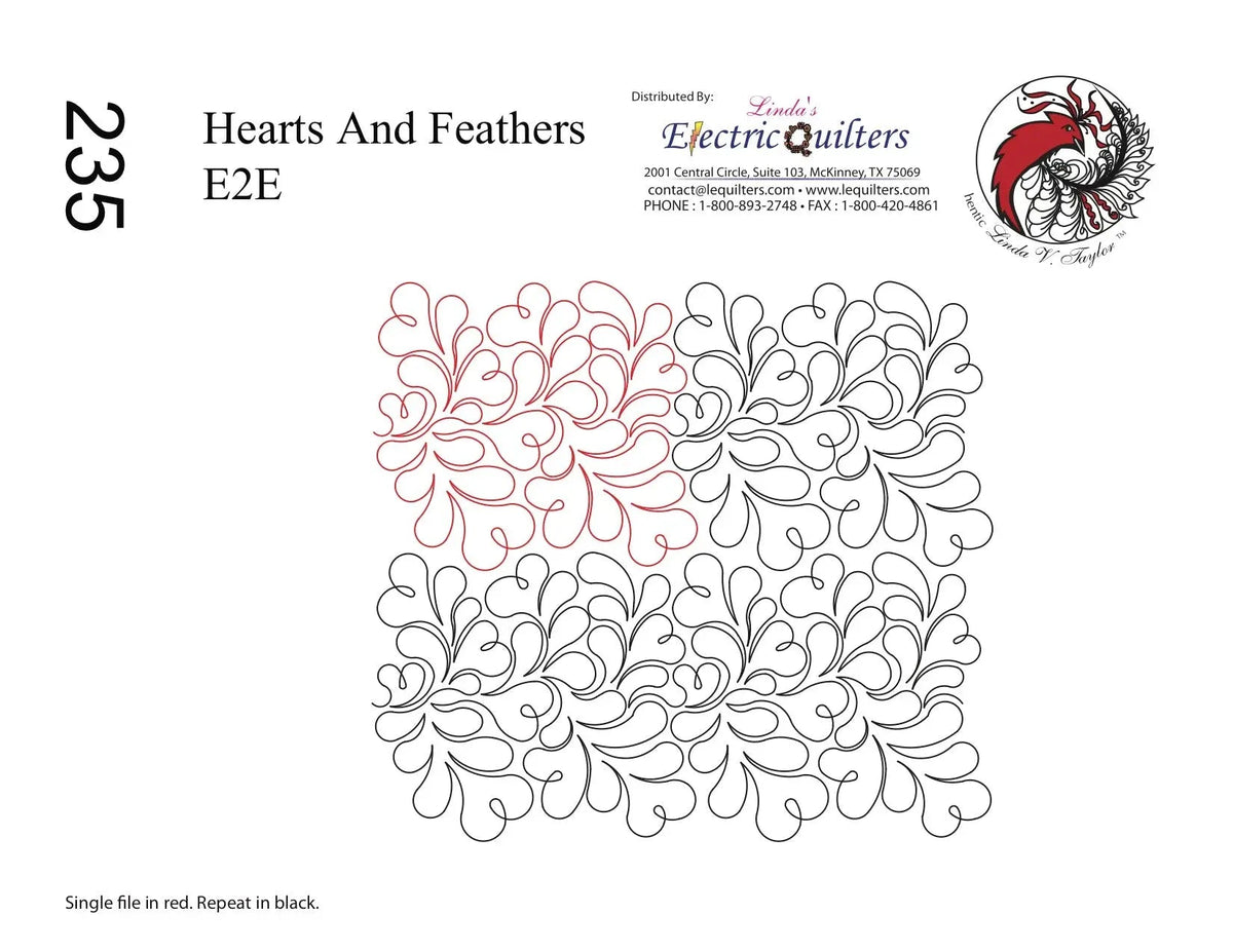 235 Hearts And Feathers Pantograph by Linda V. Taylor