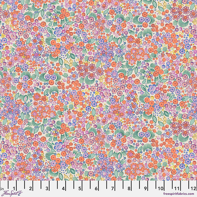Little Meadow Coral Flourish And Bloom 44"/45" Cotton Fabric Per Yard
