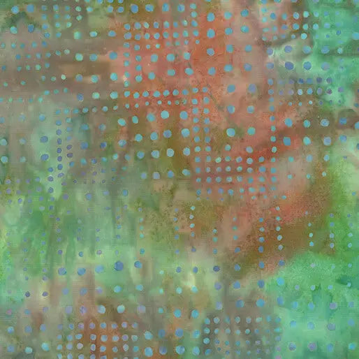 Multi Variegated Green Coral Dots Cotton 44"/45" Fabric Per Yard