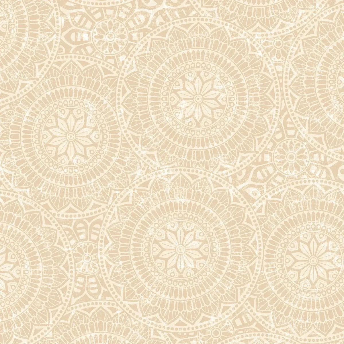 Natural Vespa Tossed Mandalas Cotton Wideback Fabric
