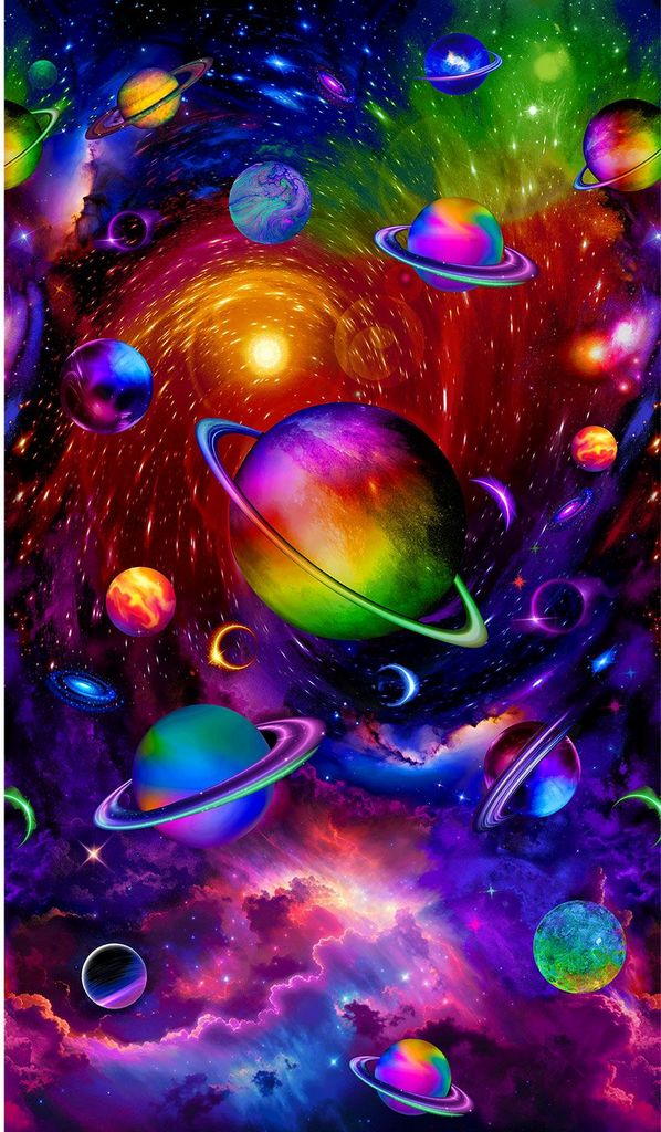 Multi-Color Galaxy Panel 24" Cotton 44"/45" Fabric Per Yard