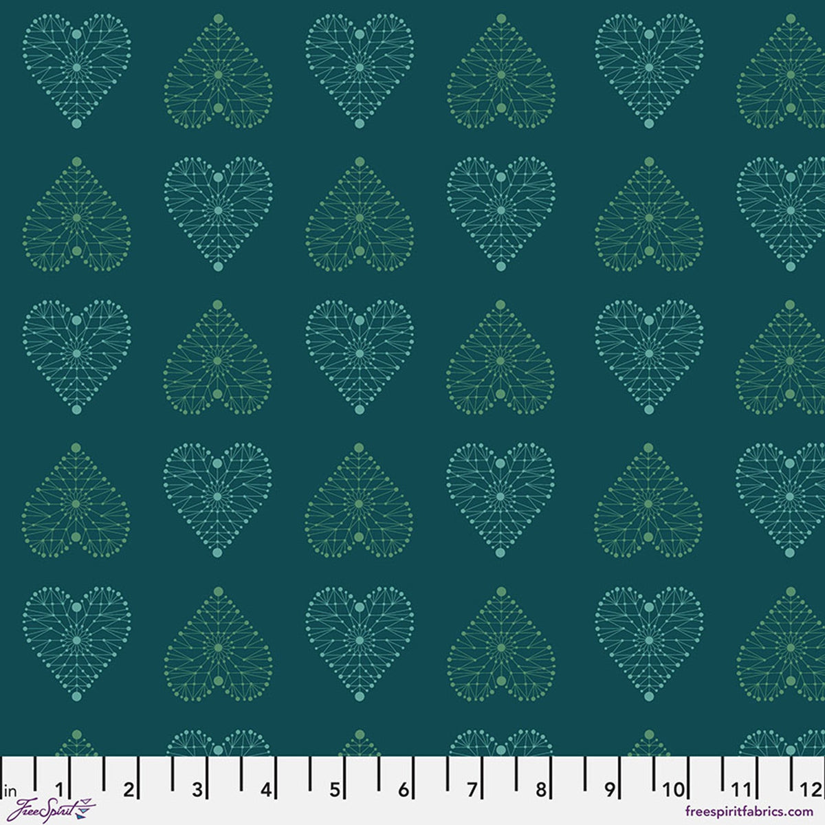 Enrapture by Giucy Giuce Amour - Turquoise Cotton 44"/45" Fabric Per Yard