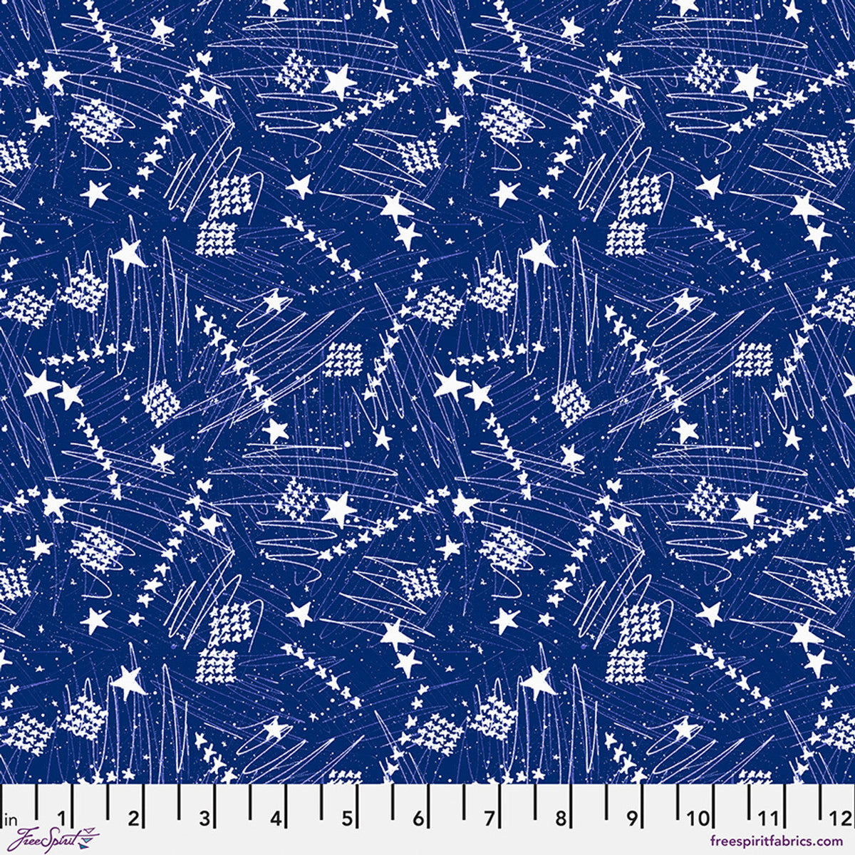 Stars in the Sky Small Blue Americana Cotton 44"/45" Fabric Per Yard