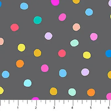 Pompoms Gray Multi Dewfall Cotton 44"/45" Fabric Per Yard