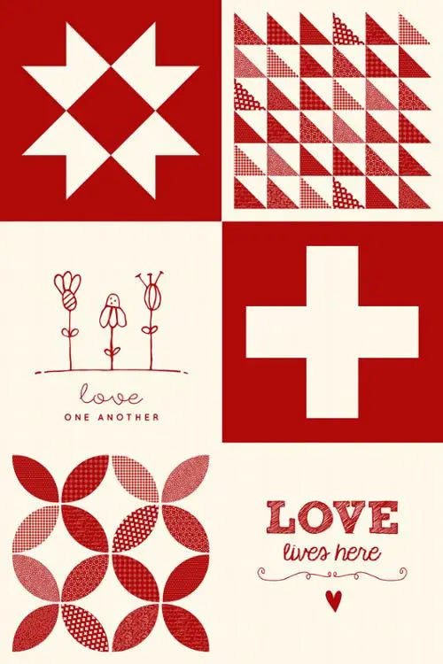 Printworks Flirt Unbleached Red Quotes Moda Digital Panel