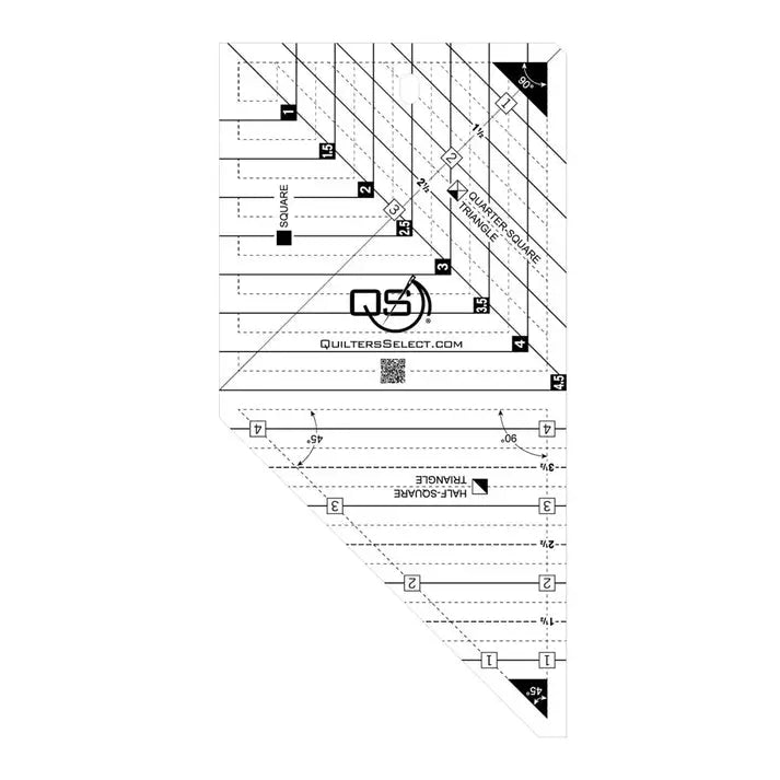 Quilters Select Crystal Clear 3N1 Mini Ruler
