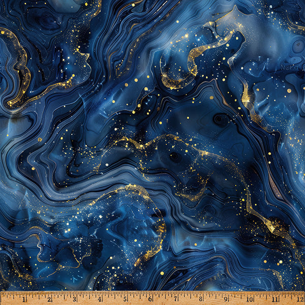 Sapphire Midnight Flora A Hoffman Spectrum Print Cotton 43"/44" Fabric Per Yard