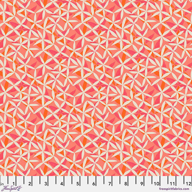 Star Flower Dance Coral Flourish And Bloom 44"/45" Cotton Fabric Per Yard