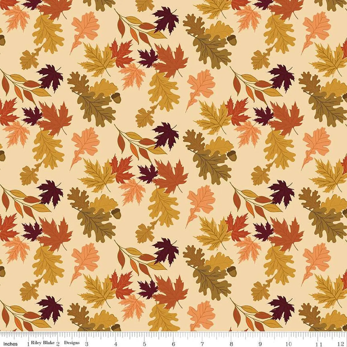 The Awe of Autumn Leaves Latte 43"/44" Fabric Per Yard
