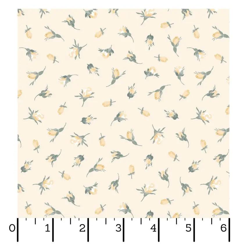 Yellow Buds La Fleur Flannel Cotton 42"/43" Fabric Per Yard