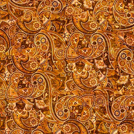 Yippie Ki Yay! Bandana Paisley Paprika Cotton 44"/45" Fabric Per Yard