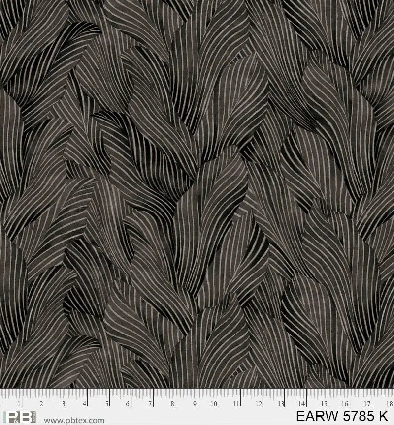 108" Earth Tones Black Leaf Cotton Wideback Fabric per yard