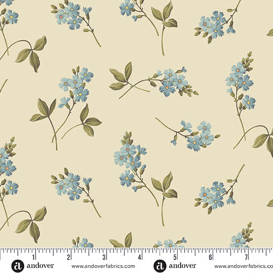 Laundry Basket Quilts Cornflower Cream 108" Cotton Wideback Fabric per yard