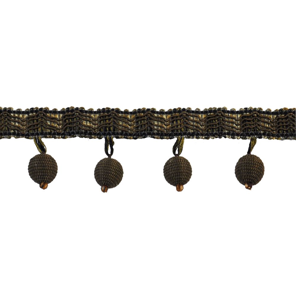 Basics Collection - 1 1/2" length Ball Fringe (25 Yard Roll) - BF-4300-66/36 Chocolate and Olive