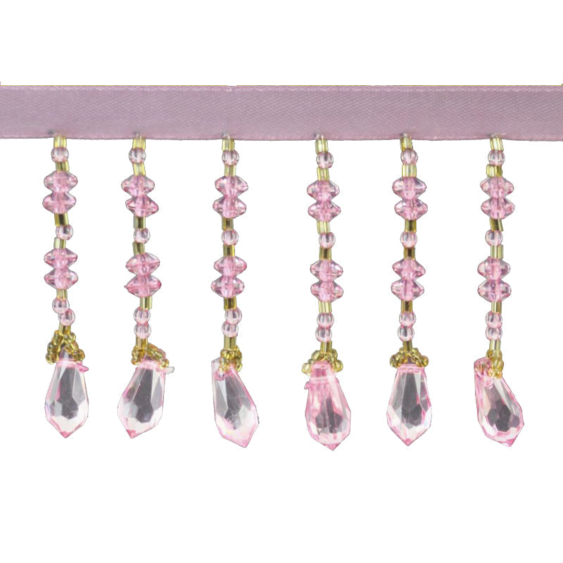 Beaded Fringe - 2 1/2" width (15 Yard Roll) - BB-905-120/10 Pink and Gold