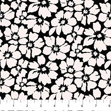 Black Floral Ink and Earth Cotton 44"/45" Fabric Per Yard