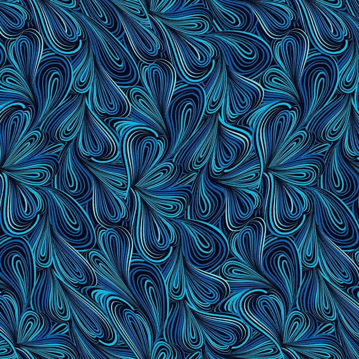 Blue Multi Color Flow Cotton Wideback Fabric per yard