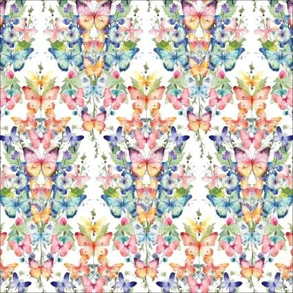 Butterfly Fantasy Bouquets Cotton 44"/45" Fabric Per Yard