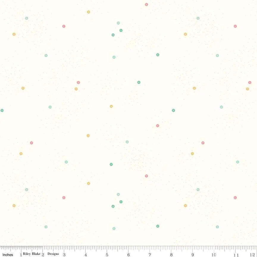 Dainty Daisy on Cloud Pastel Cotton Wideback Fabric per yard