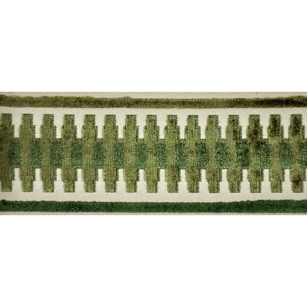 Decorative Chenille Trim Tape - 3 1/2" Width (25 Yard Roll) - BR-7522-36 Olive Green/Taupe