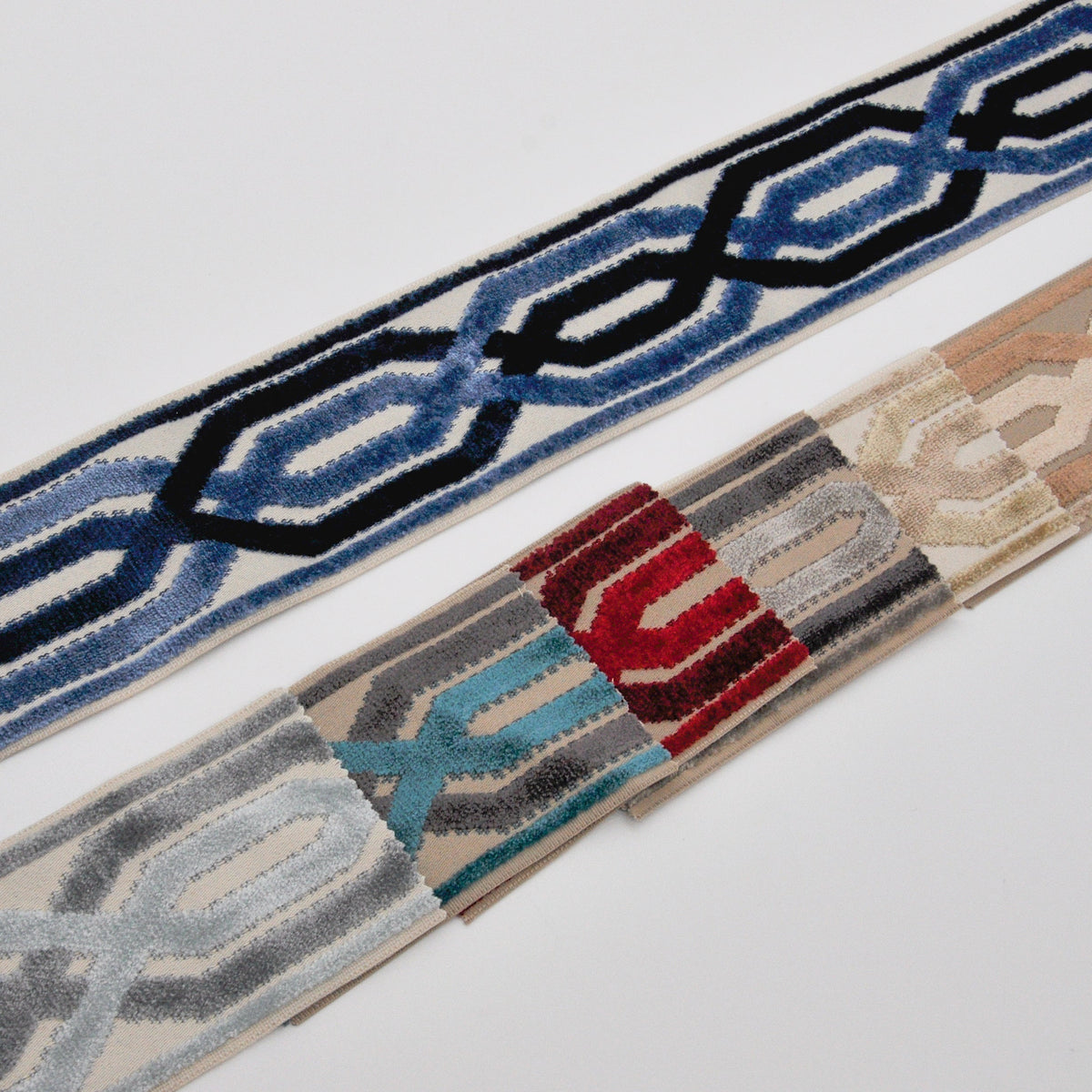 Decorative Chenille Trim Tape - 3 1/2" Width (25 Yard Roll) - BR-7524 03/05 Light Blue/Navy Blue