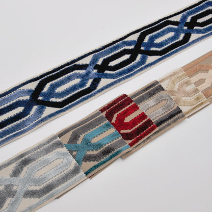 Decorative Chenille Trim Tape - 3 1/2" Width (25 Yard Roll) - BR-7524 03/05 Light Blue/Navy Blue