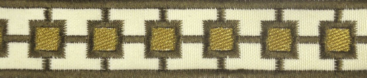 Embossed Decorative Trim Tape - 1 1/4" Width (25 Yard Roll) - BR-7331-38 Gold/Toffee