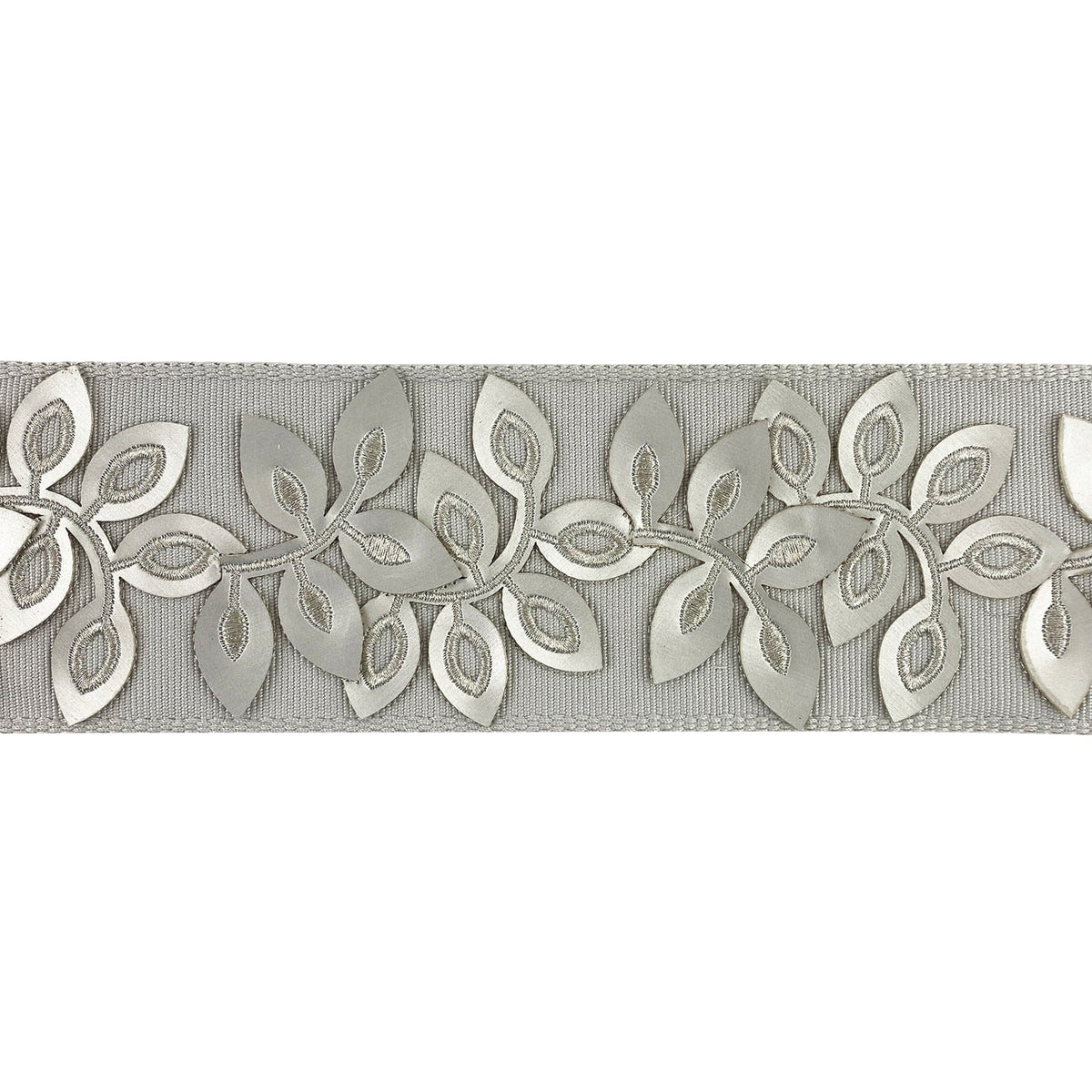 Embossed Floral Decorative Trim Tape - 3" Width (25 Yard Roll) - BR-7537-11 Silver