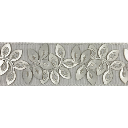 Embossed Floral Decorative Trim Tape - 3" Width (25 Yard Roll) - BR-7537-11 Silver