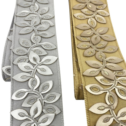 Embossed Floral Decorative Trim Tape - 3" Width (25 Yard Roll) - BR-7537-11 Silver